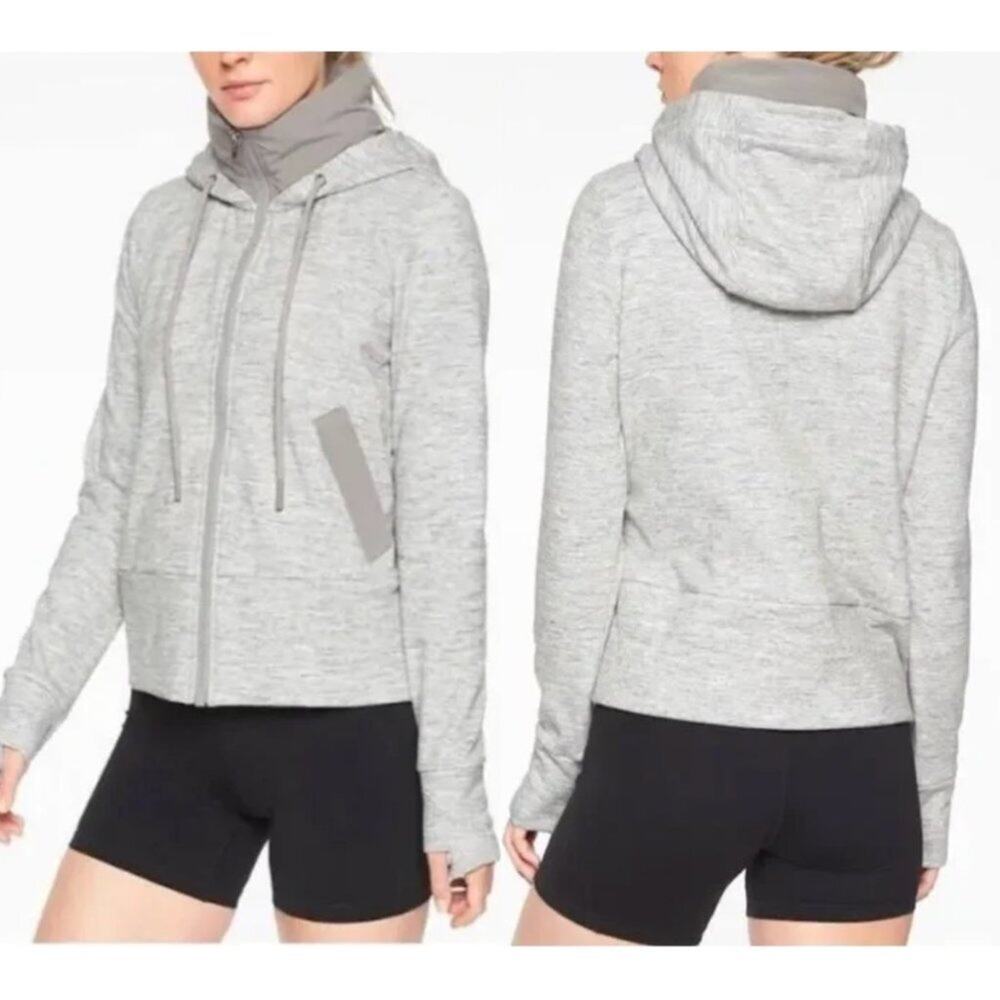 Athleta Victory Primaloft Full Zip Hoodie Jacket in Heather Gray